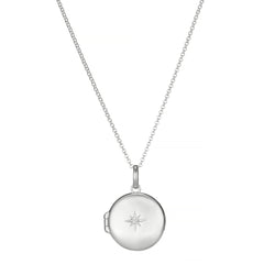 Large Forever Diamond Locket Necklace - Sterling Silver