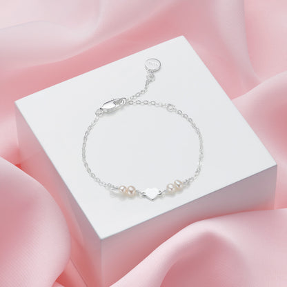 Bobble Belle Pearl and Heart Bracelet