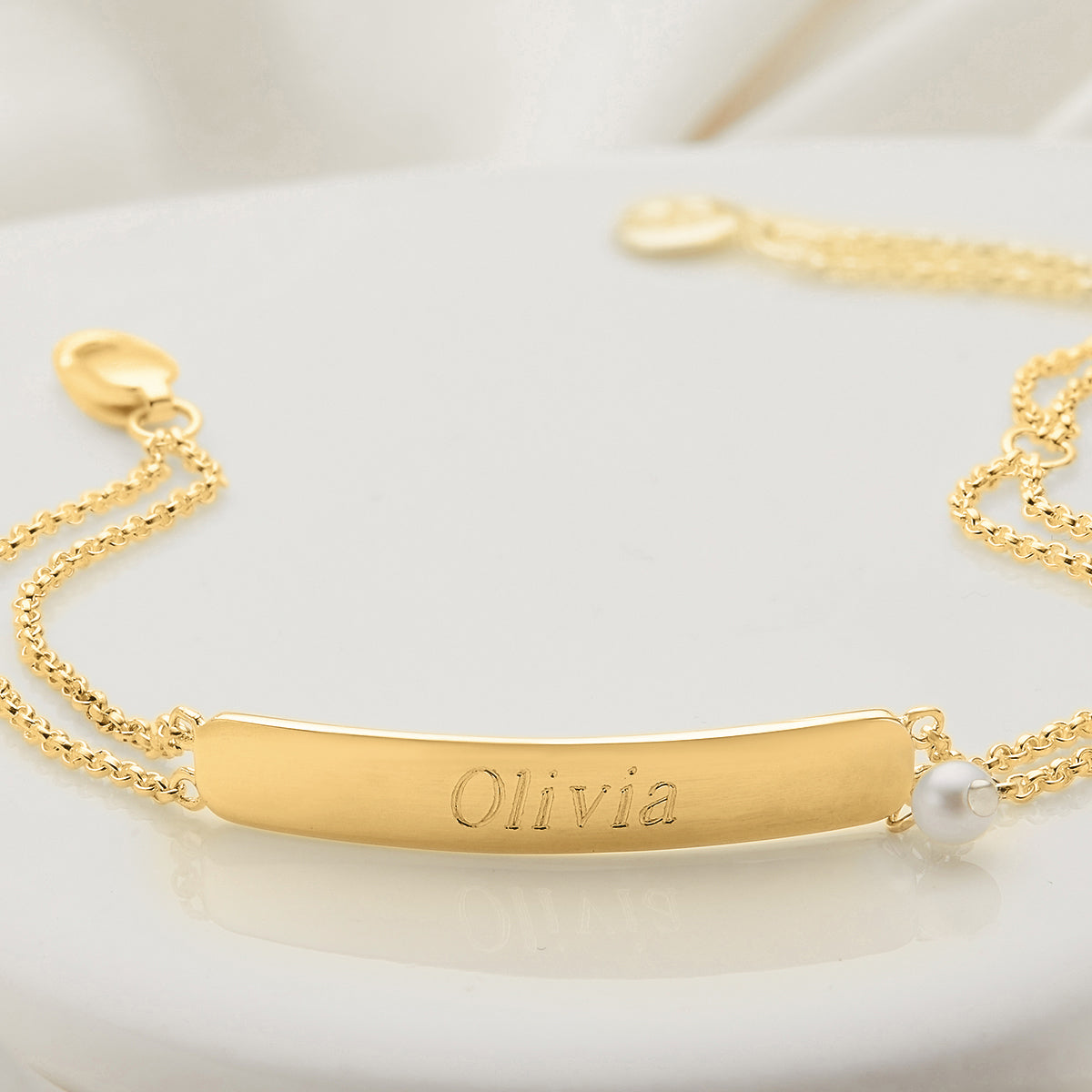 Gold Vermeil My First Pearl Identity Bracelet