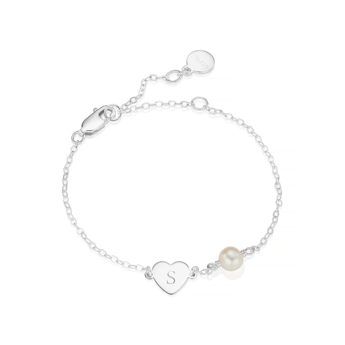 Personalised My First Pearl Heart Bracelet