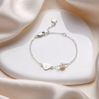 Personalised My First Pearl Heart Bracelet