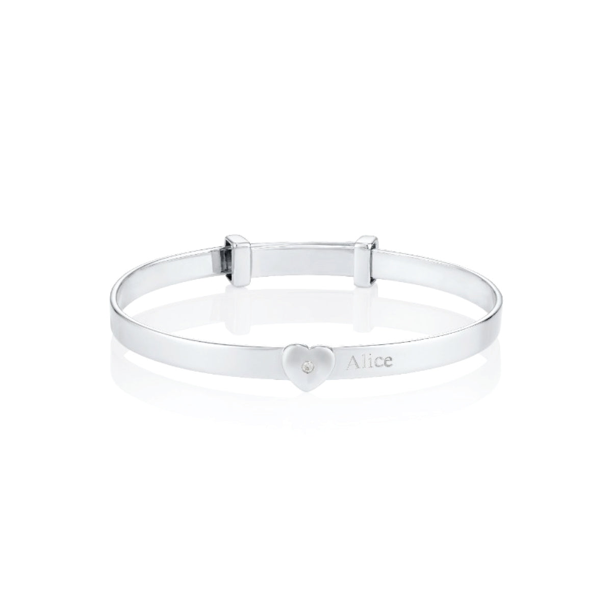Personalised Baby Love Diamond Baby Bangle - Sterling Silver