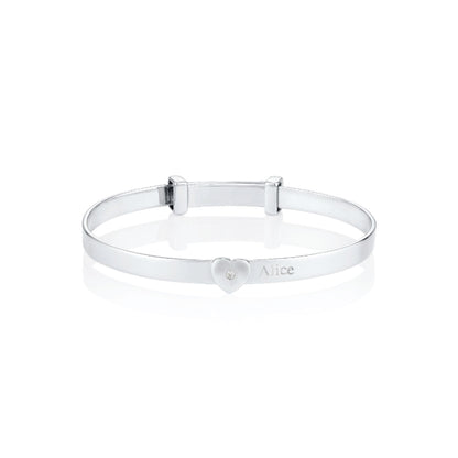 Personalised Baby Love Diamond Baby Bangle - Sterling Silver