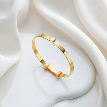 Personalised Diamond Baby Love Bangle - Gold Plated