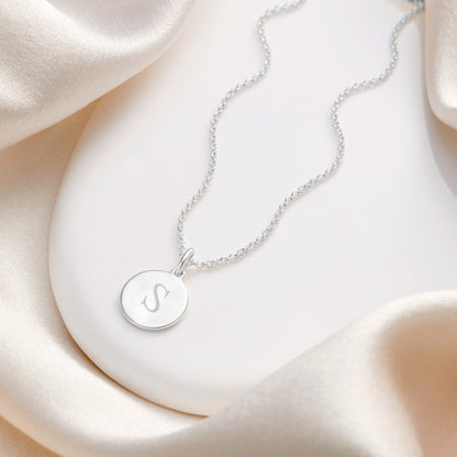 Personalised Cherish Disc Necklace - Sterling Silver