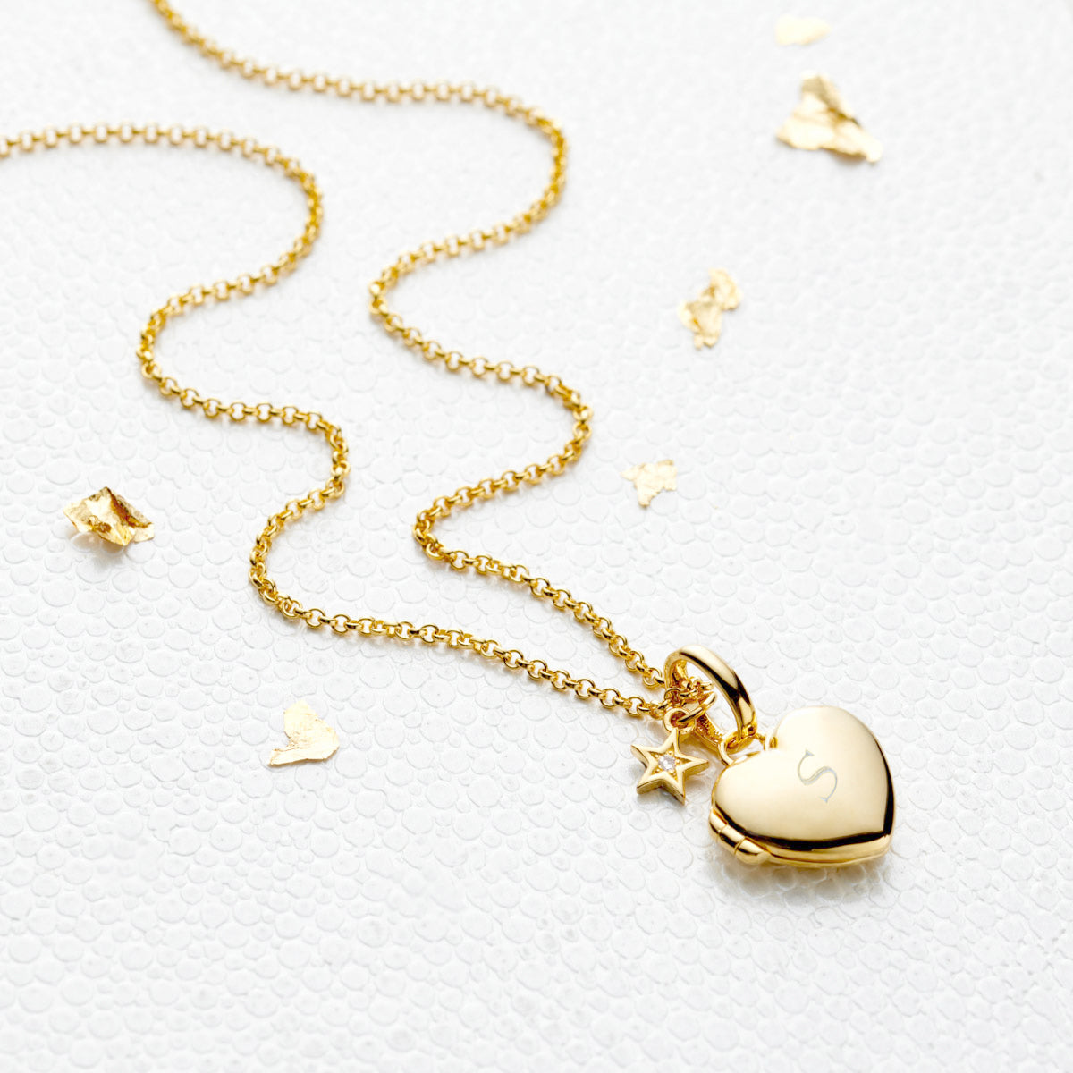 Personalised Small Heart Diamond Locket Necklace - Gold Plated