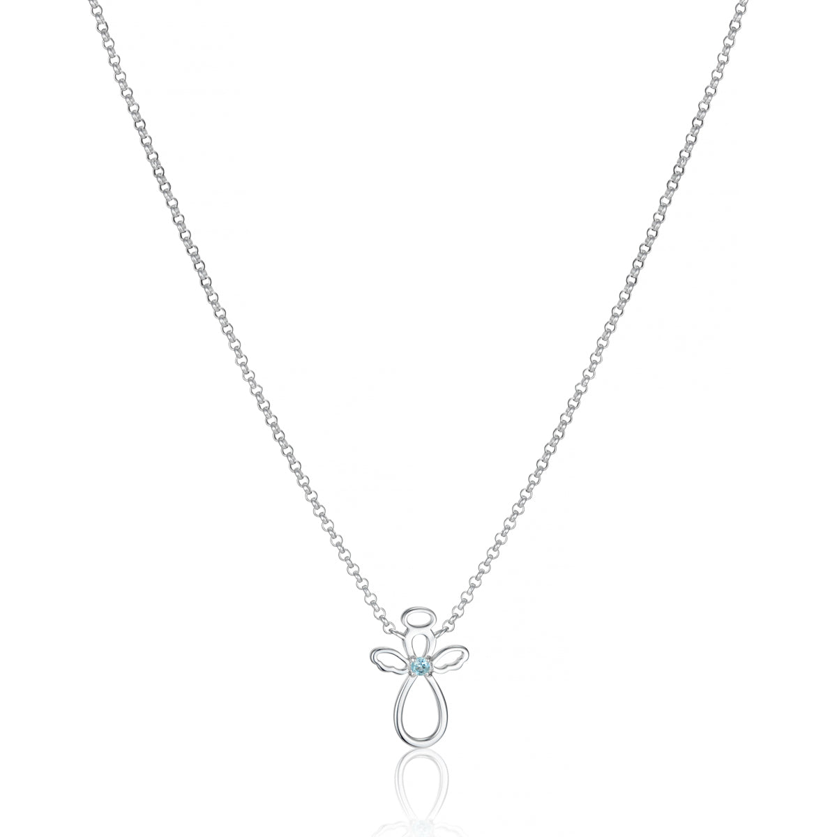 March Birthstone Guardian Angel Aquamarine Necklace