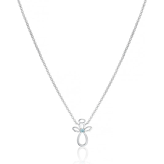 March Birthstone Guardian Angel Aquamarine Necklace