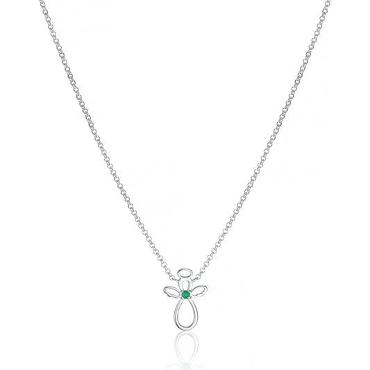 May Birthstone Guardian Angel Emerald Necklace