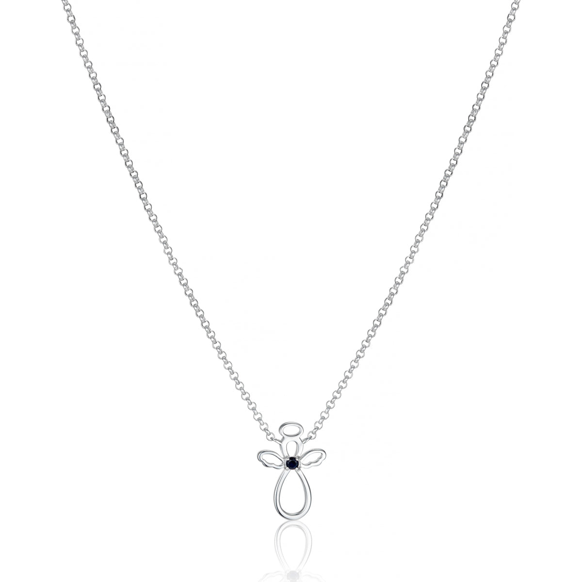September Birthstone Guardian Angel Sapphire Necklace