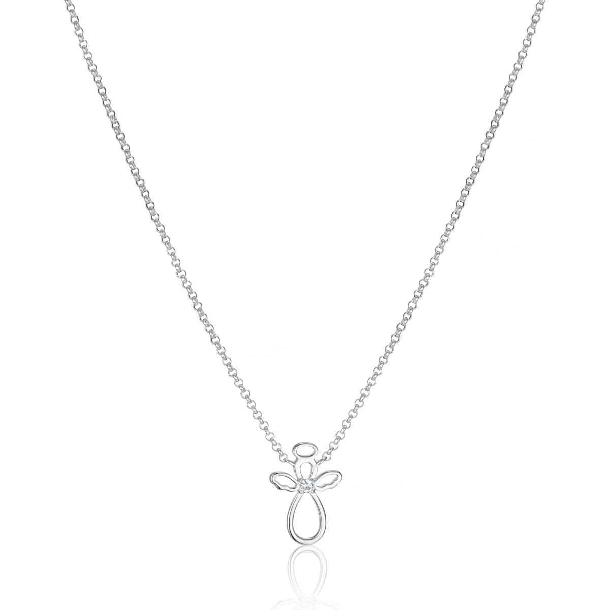 April Birthstone Guardian Angel White Topaz Necklace
