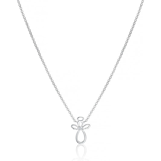 April Birthstone Guardian Angel White Topaz Necklace