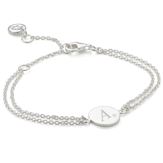 Personalised Her World Disc Bracelet — Sterling Silver