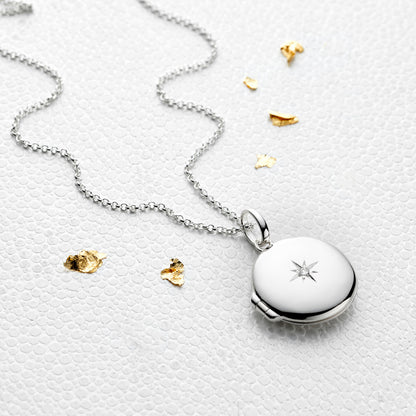 Large Forever Diamond Locket Necklace - Sterling Silver