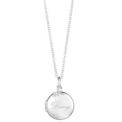 Large Personalised Round Diamond Locket Necklace