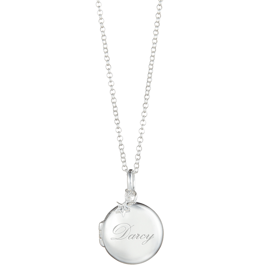 Large Personalised Round Diamond Locket Necklace