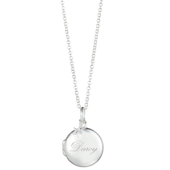 Large Personalised Round Diamond Locket Necklace