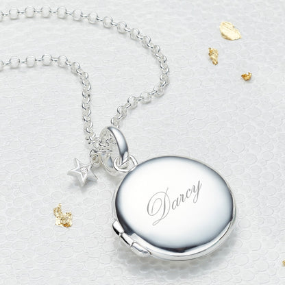 Large Personalised Round Diamond Locket Necklace