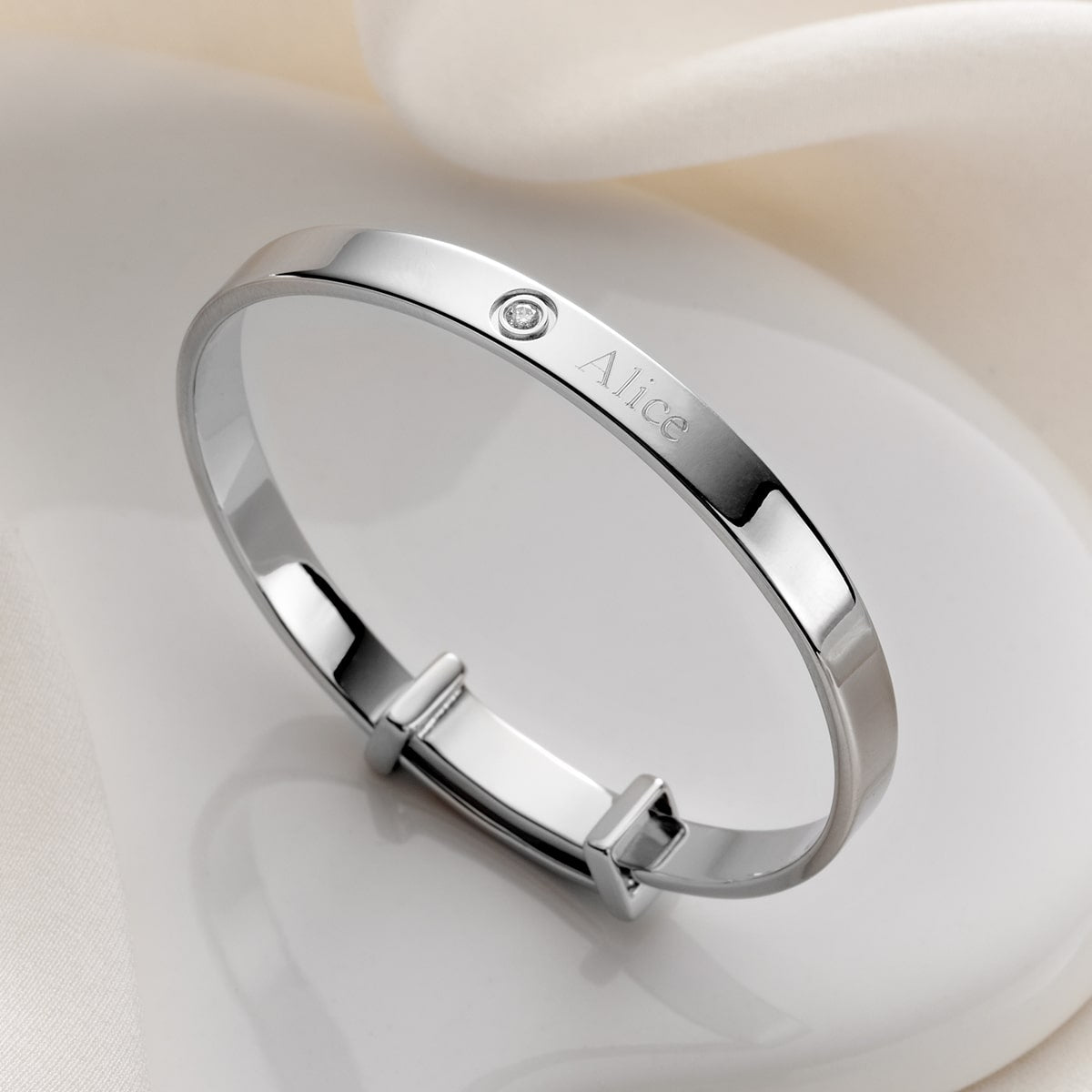 Personalised Forever Diamond Baby Bangle