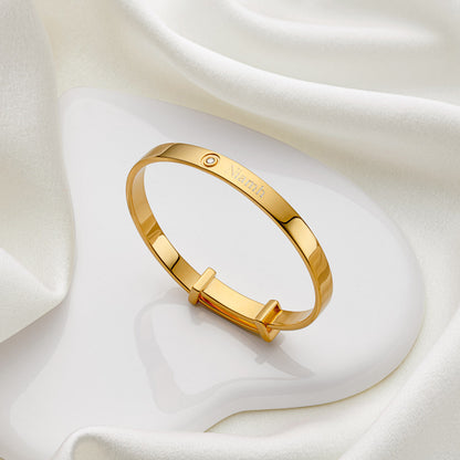 Personalised Forever Diamond Baby Bangle — Gold Plated