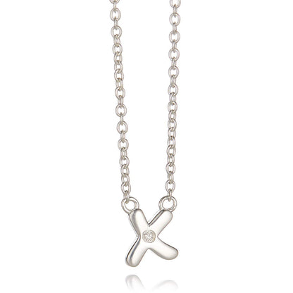 My First Diamond Kiss Necklace - Sterling Silver