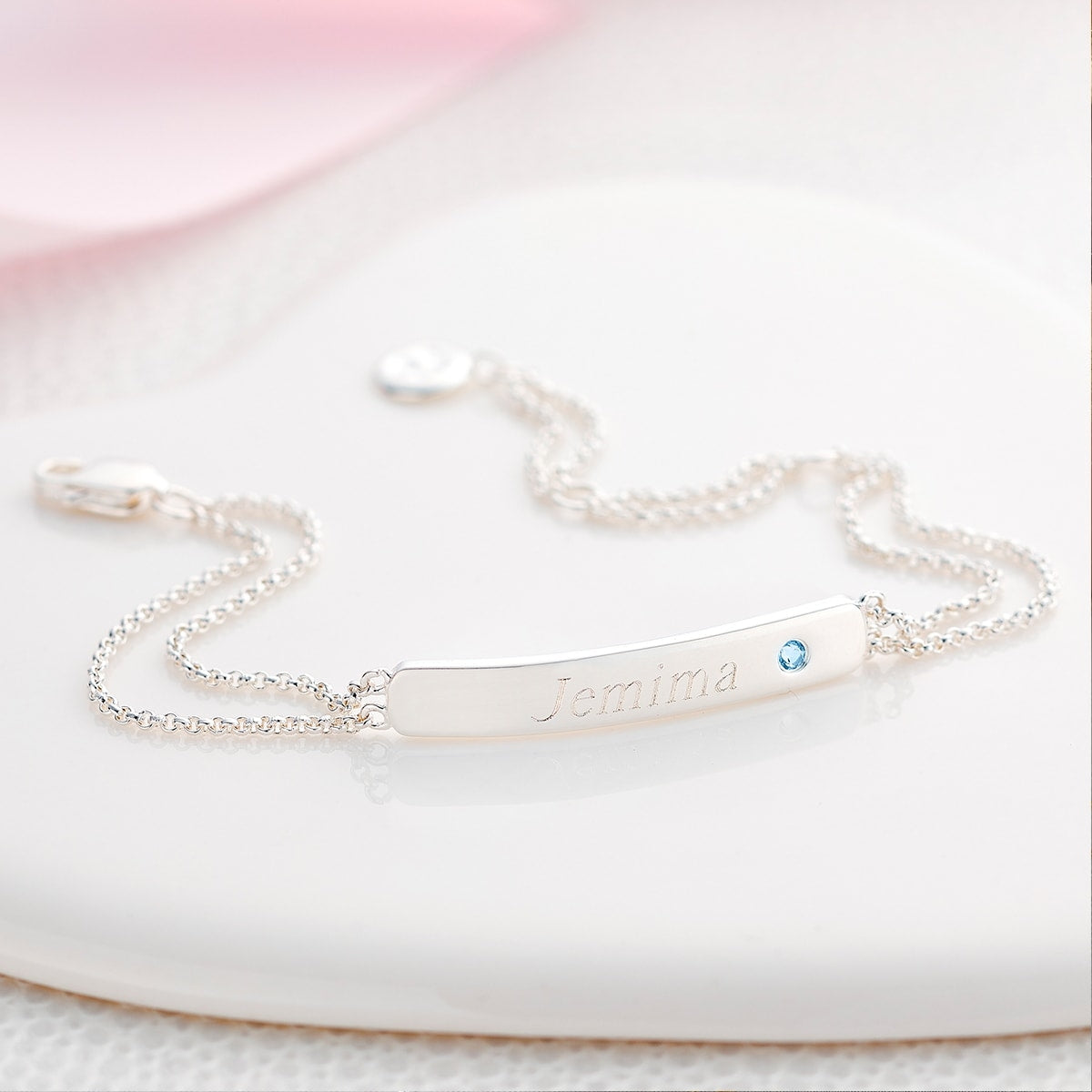Personalised March Birthstone Aquamarine Bracelet