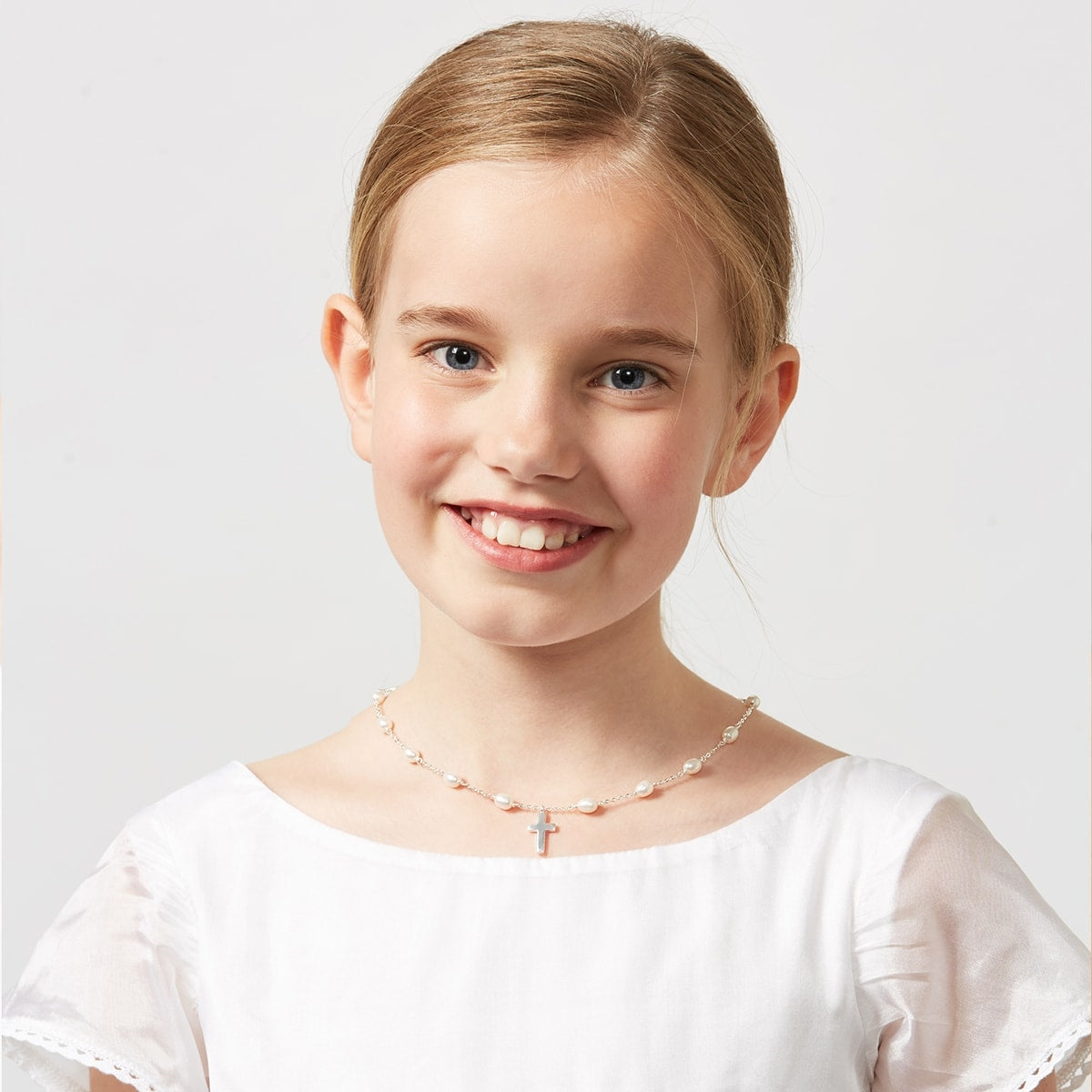 Rosary Pearl and Cross Necklace