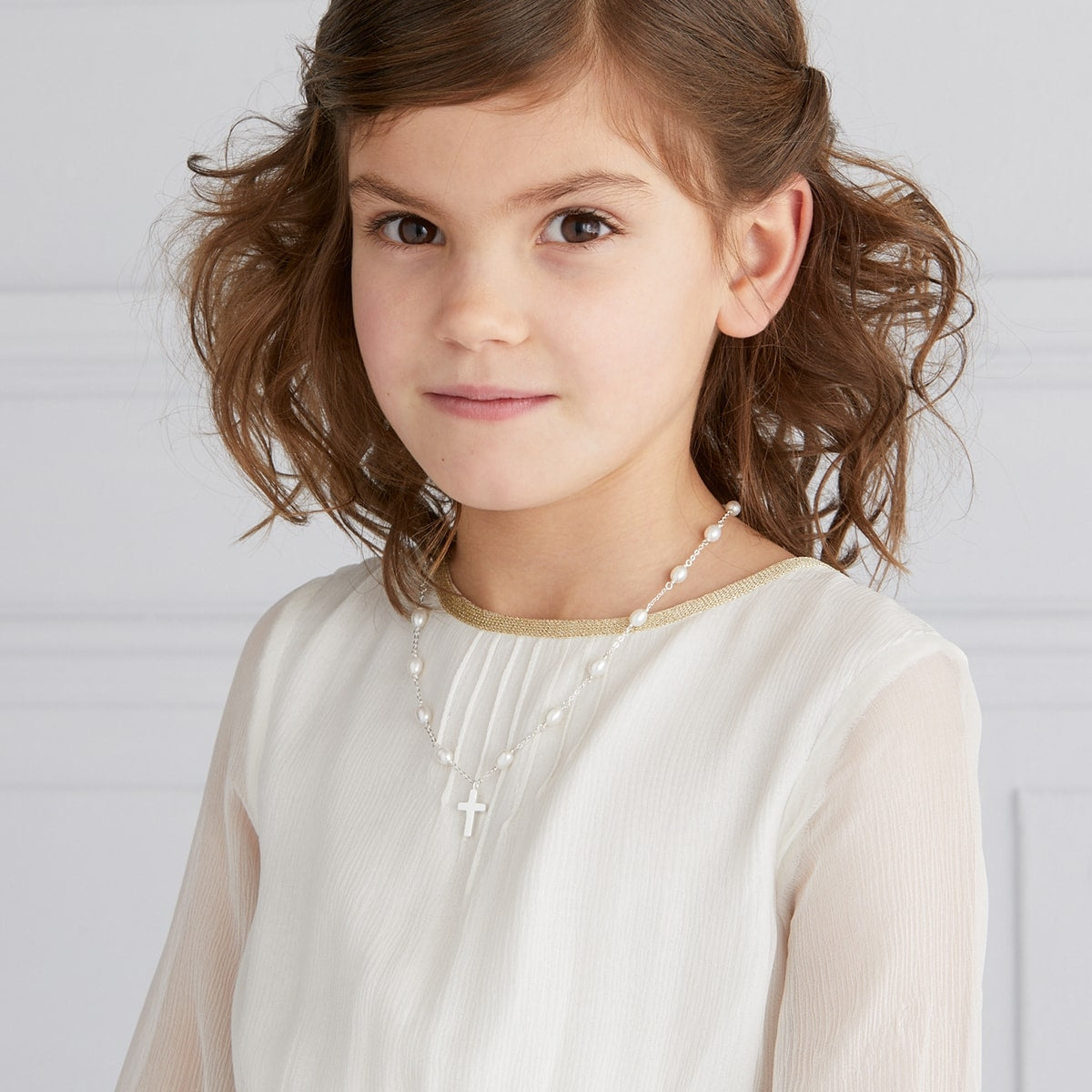 Rosary Pearl and Cross Necklace