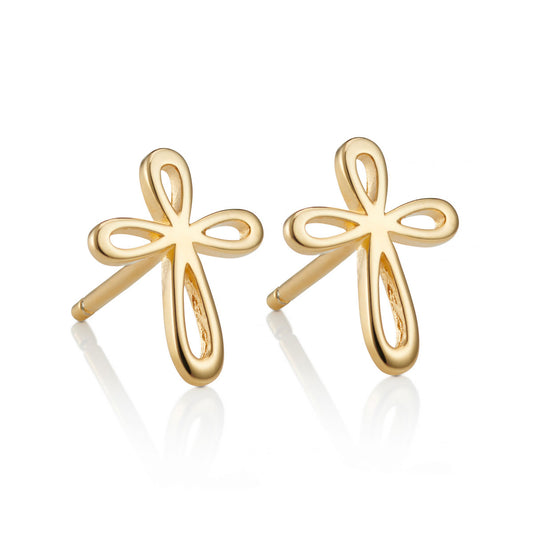 Cherish Cross Earrings - Gold Plated