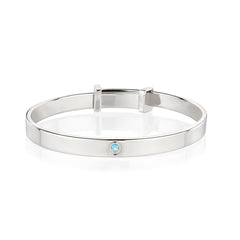 March Birthstone Aquamarine Christening Baby Bangle