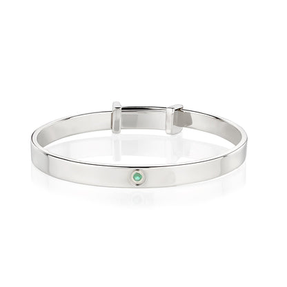 May Birthstone Emerald Christening Baby Bangle