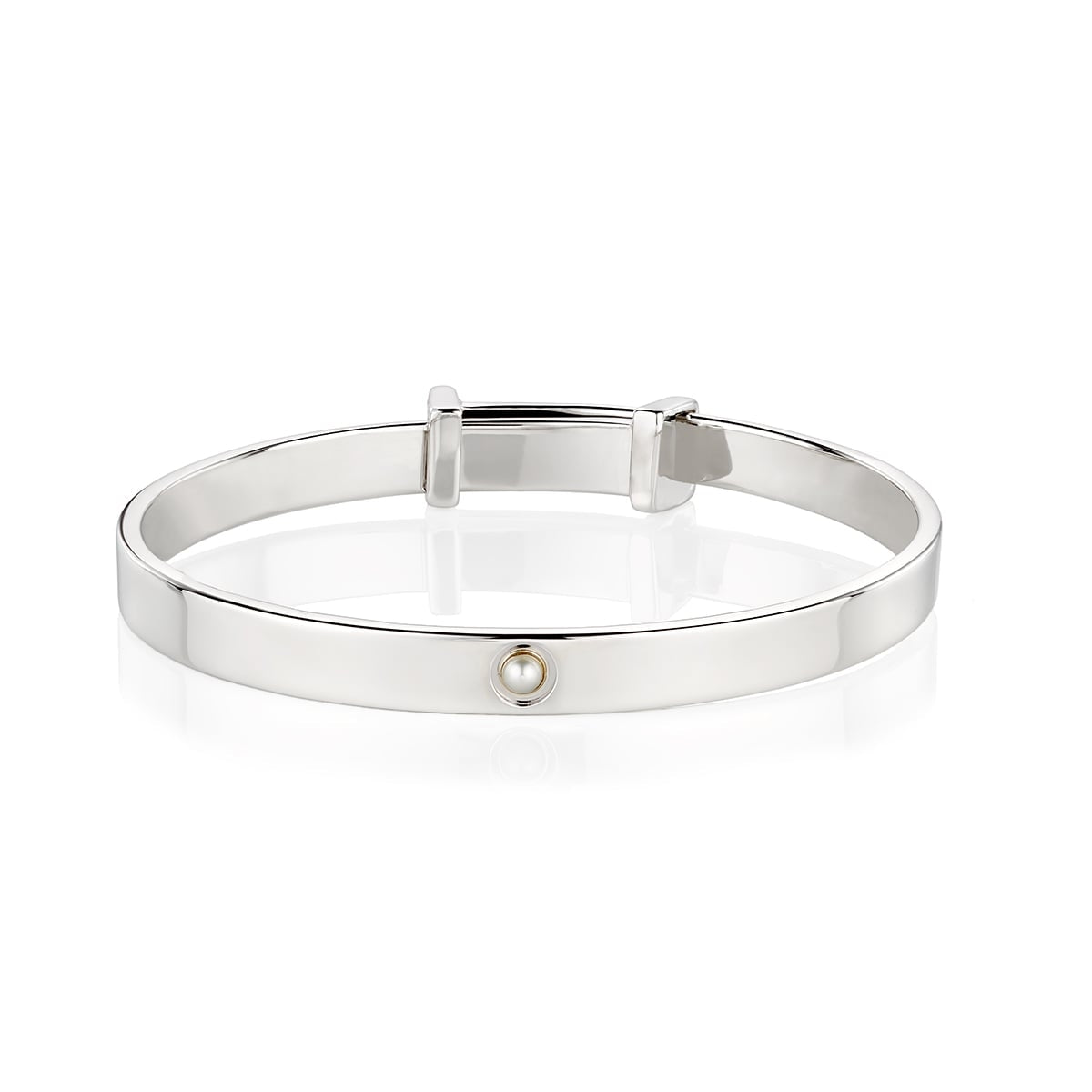 June Birthstone Pearl Christening Baby Bangle