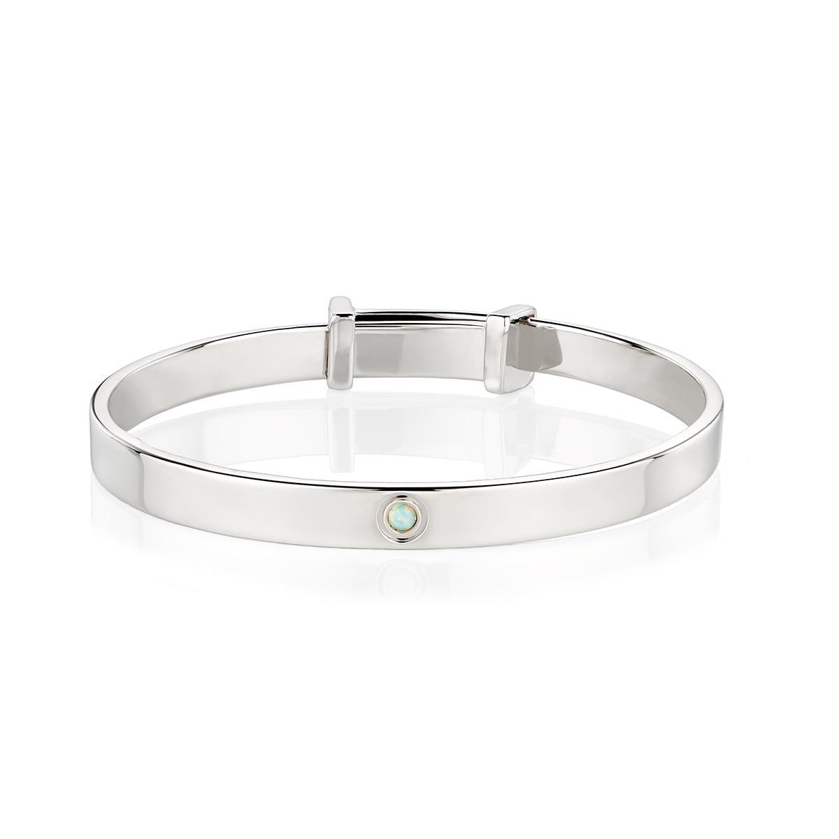 October Birthstone Opal Christening Baby Bangle