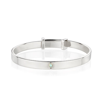 October Birthstone Opal Christening Baby Bangle