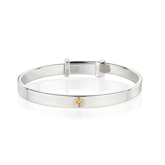 November Birthstone Citrine Christening Baby Bangle