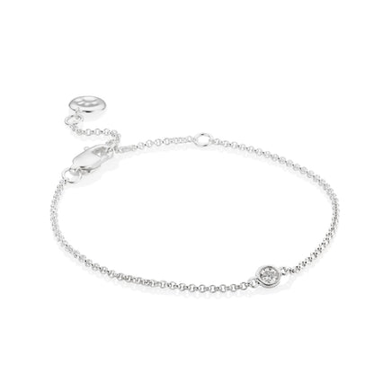 Heirloom Solitaire Diamond Bracelet - Sterling Silver