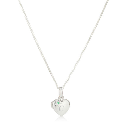 Personalised May Birthstone Emerald Locket Necklace