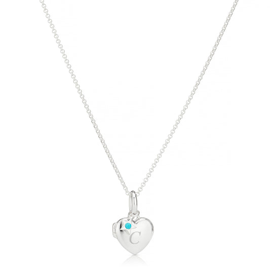 Personalised December Birthstone Turquoise Locket Necklace