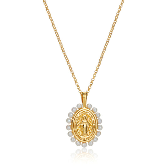 Watch Over Me Freshwater Pearl Necklace - Gold Plated