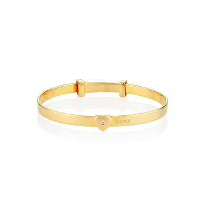 Personalised Diamond Baby Love Bangle - Gold Plated