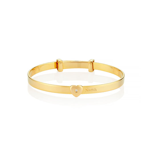 Personalised Diamond Baby Love Bangle - Gold Plated