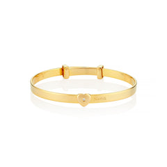 Personalised Diamond Baby Love Bangle - Gold Plated