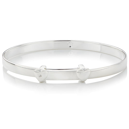 Personalised My First Diamond Christening Baby Bangle - Sterling Silver