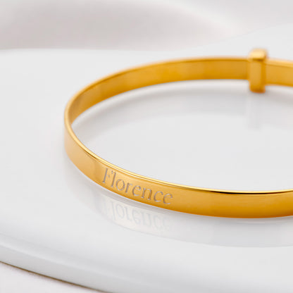 Personalised Signature Christening Baby Bangle - Gold Plated