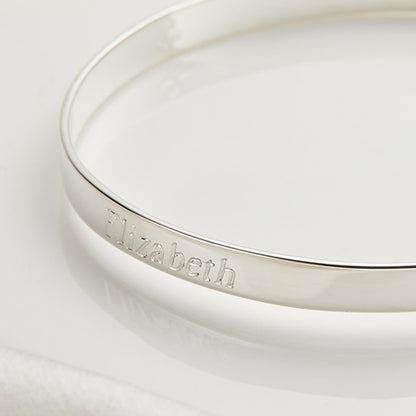 Personalised Signature Christening Baby Bangle - Sterling Silver
