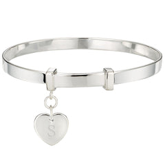 Personalised Love Heart Baby Bangle - Sterling Silver