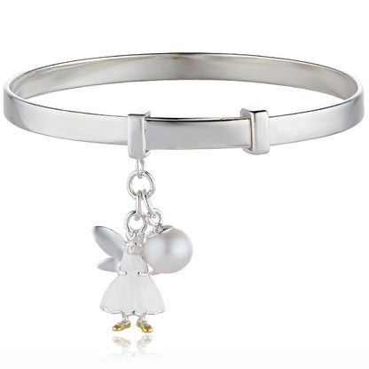 Fairy White Baby Bangle - Sterling Silver
