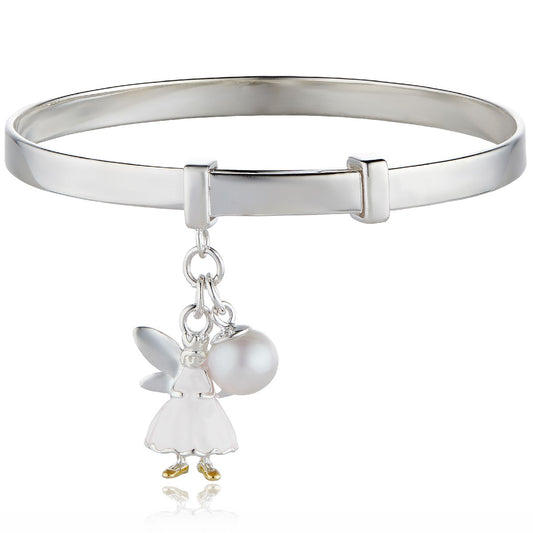 Fairy White Baby Bangle - Sterling Silver