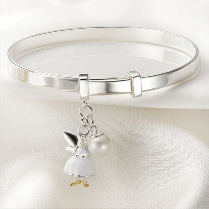Fairy White Baby Bangle - Sterling Silver