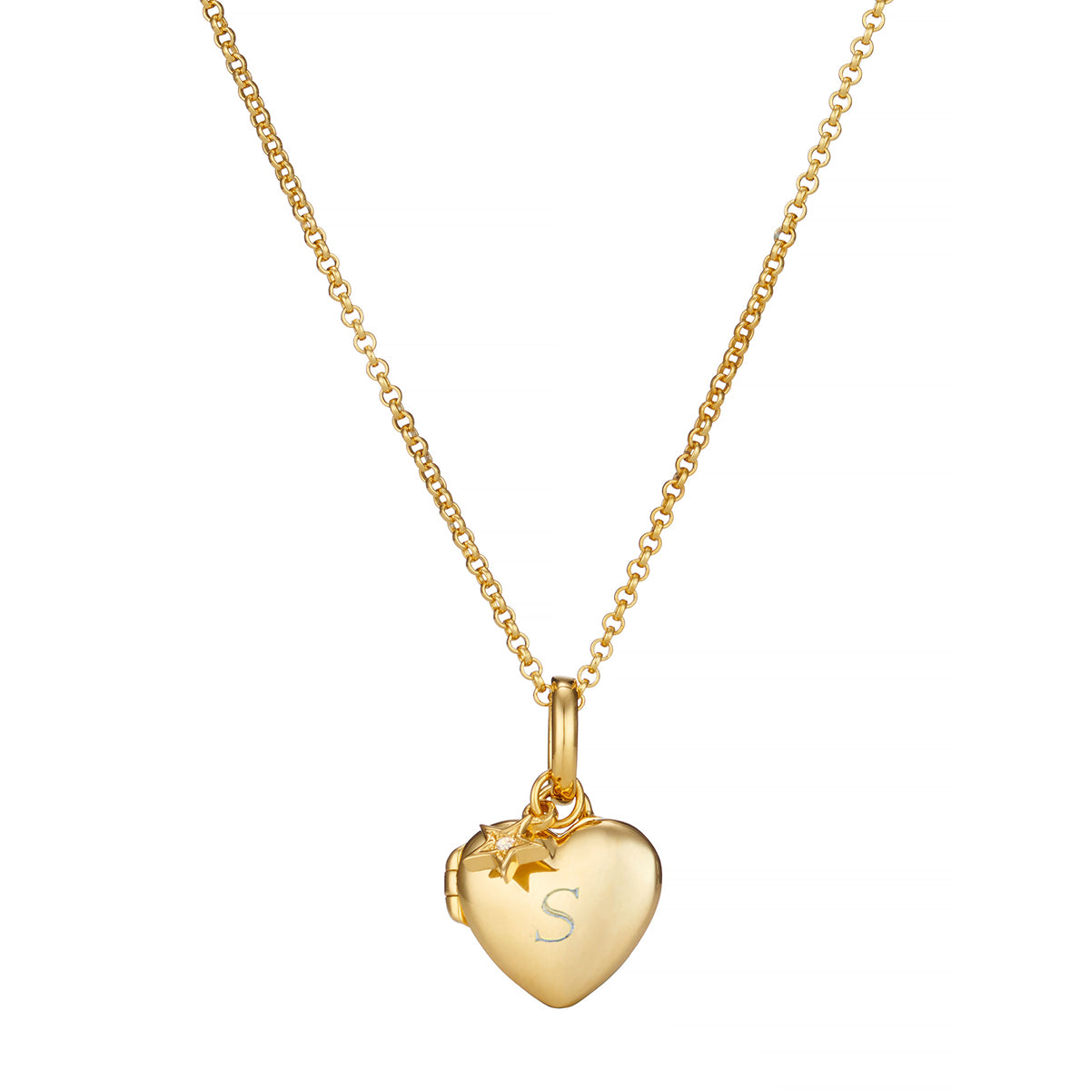 Personalised Small Heart Diamond Locket Necklace - Gold Plated